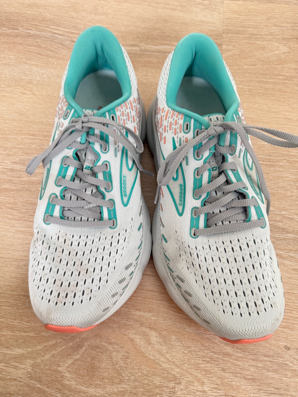 Brooks Glycerin 20 Women Size 11 Running Shoes Sneaker Oyster/Latigo Bay/Coral